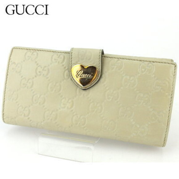 Gucci long Wallet heart Guccissima beige leather accessory - Picture 1 of 6